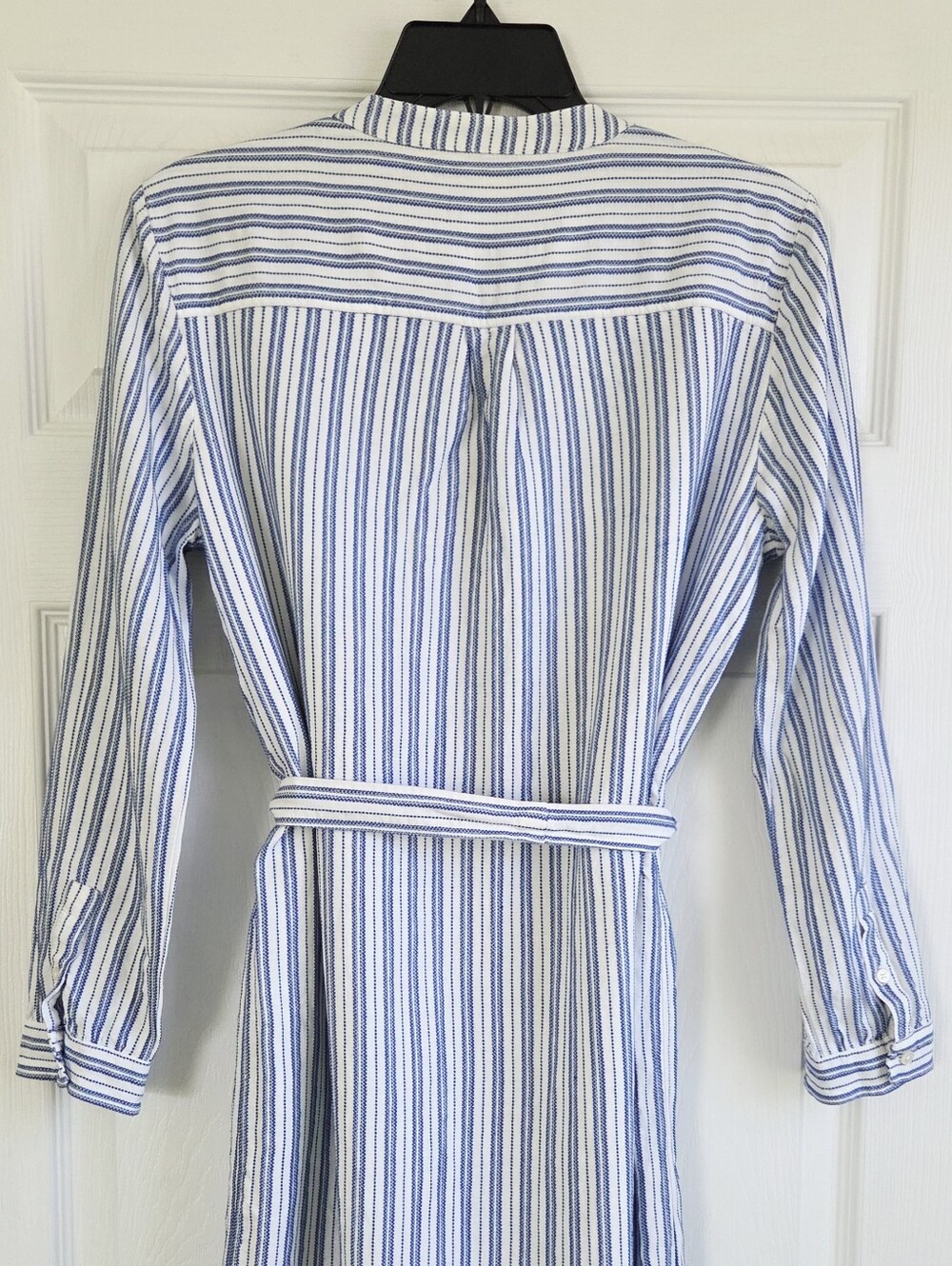 J. Crew Striped Cotton Women's Shirt Dress with Tie Belt - Blue & White Size M - Picture 9 of 9